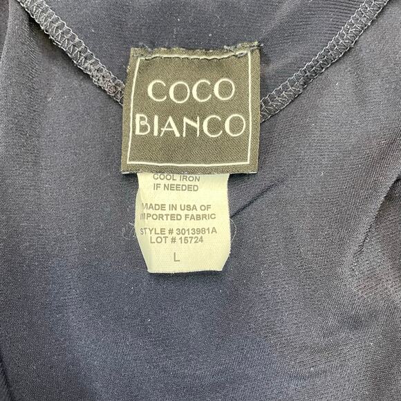 Coco Bianco Cold Shoulder Bell Sleeve Blouse Women's Navy Blue Size L - Picture 4 of 6